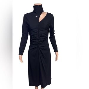 Chic Black Long Sleeve Dress with Asymmetric Neckline